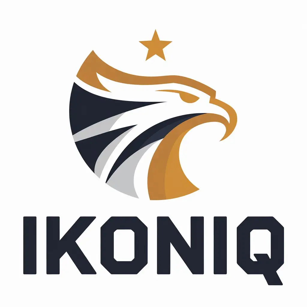 LOGO Design For Ikoniq Bold Letters with Eagle Head and Star Symbol