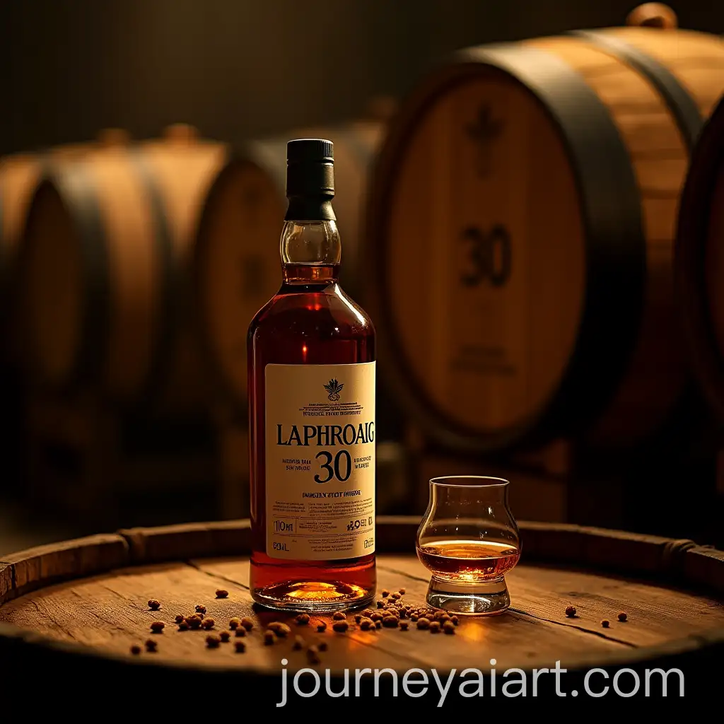 Premium-Laphroaig-30YearOld-Islay-Whisky-in-Rustic-Distillery-Setting
