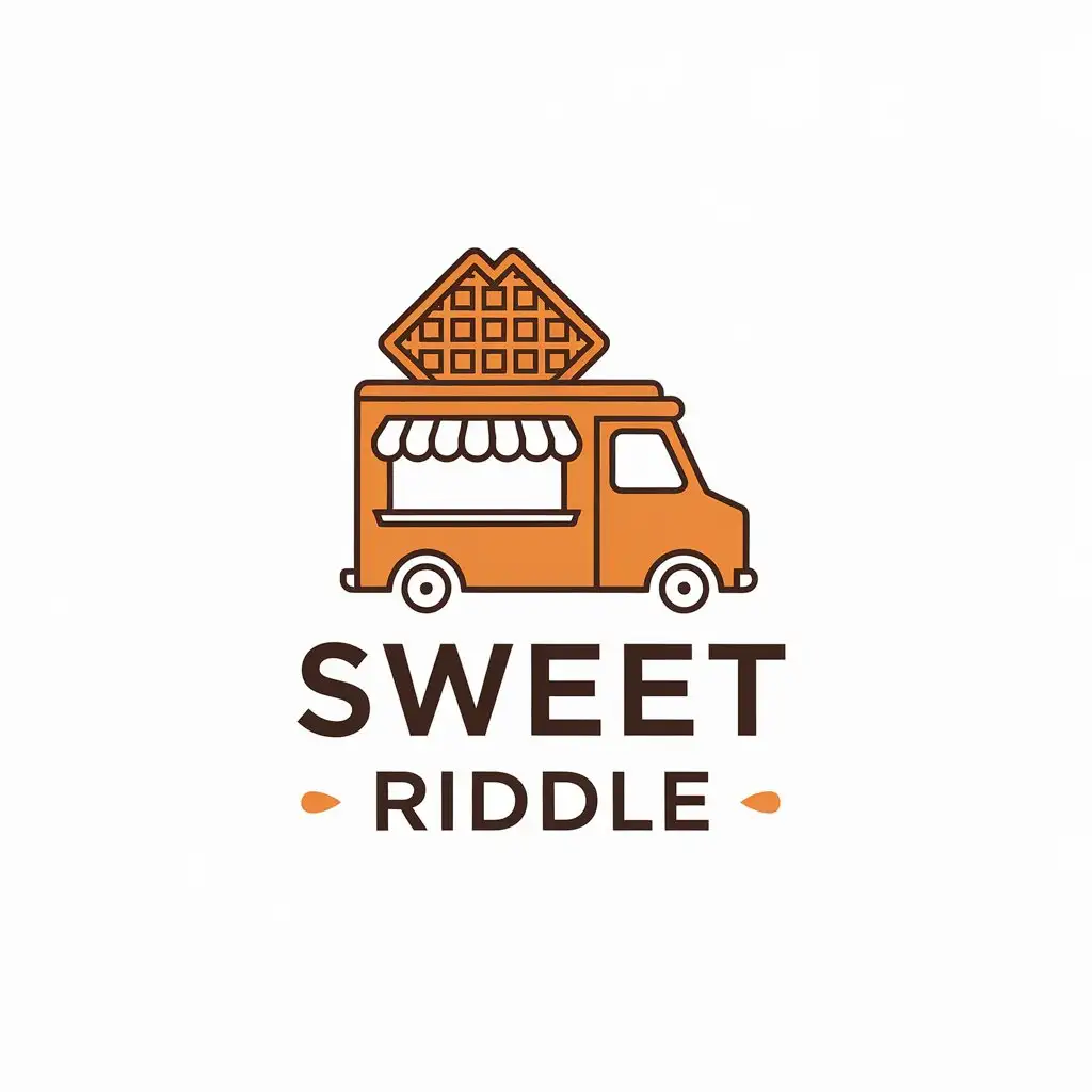 a vector logo design,with the text "Sweet Riddle", main symbol:Vienna waffle food track,Minimalistic,be used in Restaurant industry,clear background