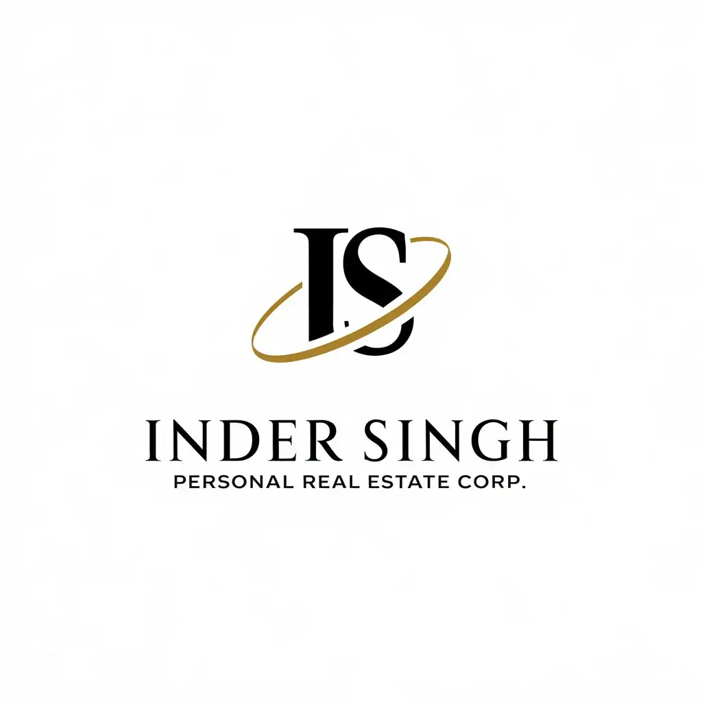 LOGO Design for Inder Singh Gold Circular Design with Bold SansSerif Font for Real Estate Company