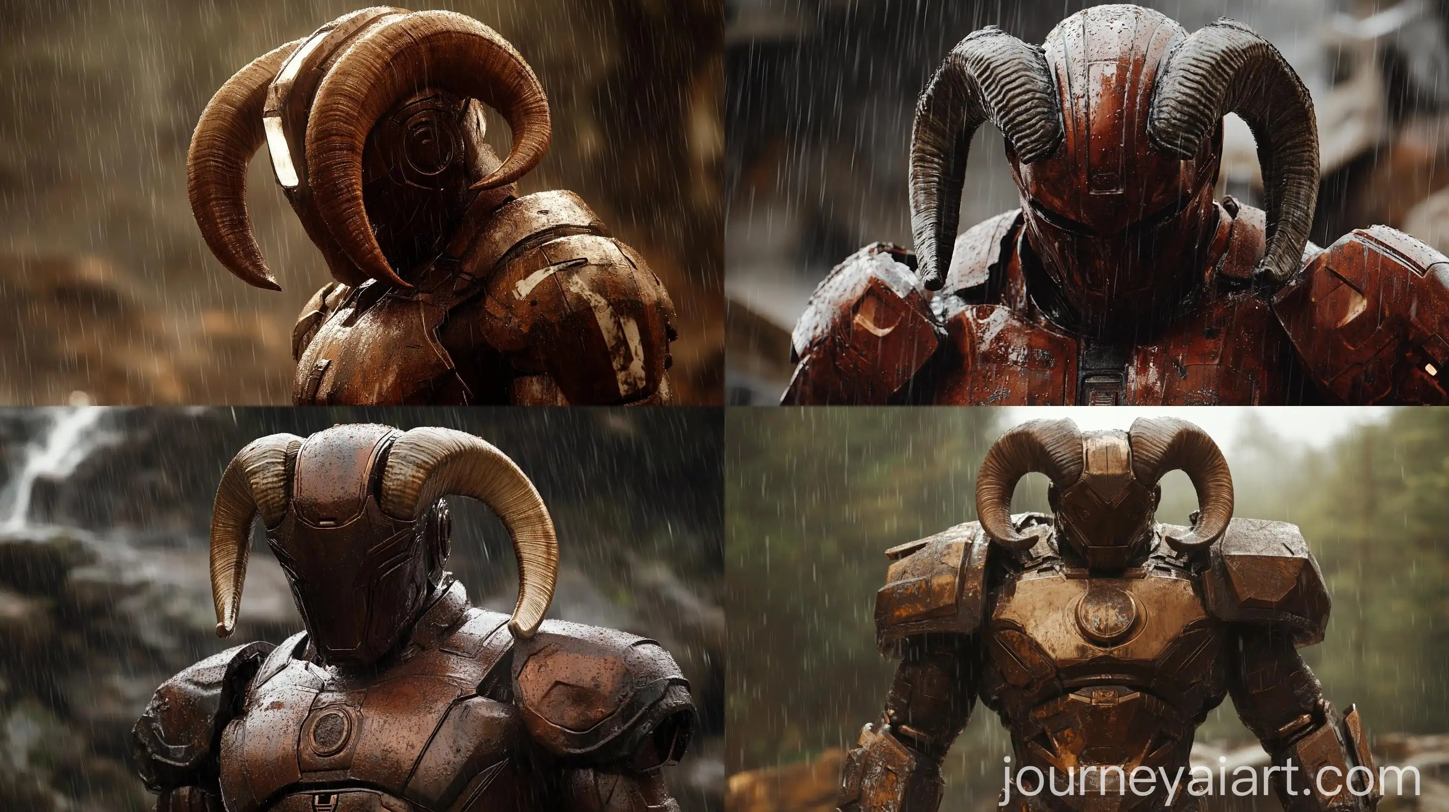 Ironman-in-Deep-Brown-Rainy-Weather-with-Ram-Horns