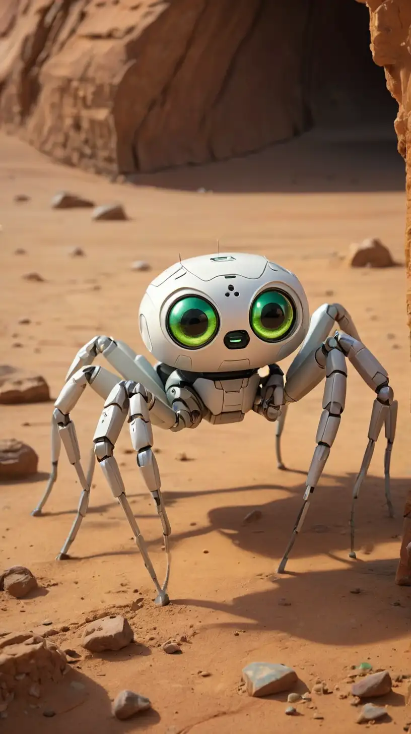 Playful Martian Spider Robot in Habitat on Mars