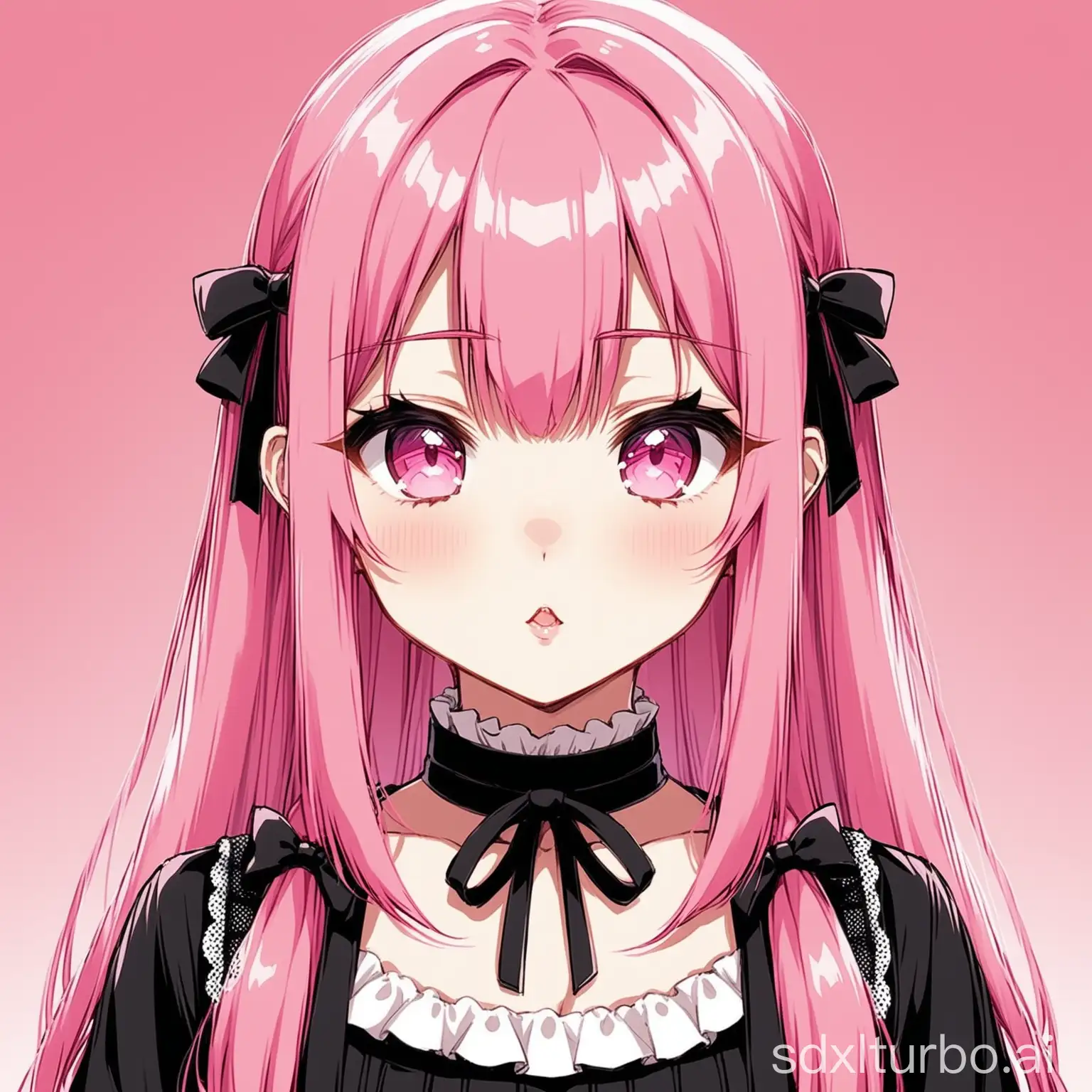 Jirai kei anime girl with pink hair