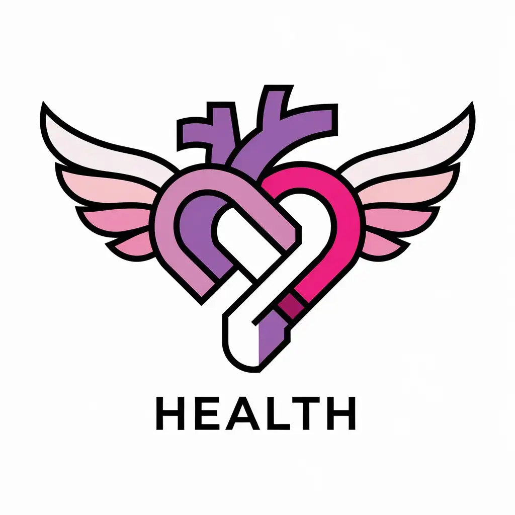 LOGO Design for Healthful Haven Purple Pink and White Wings with a Clear Background for the Restaurant Industry