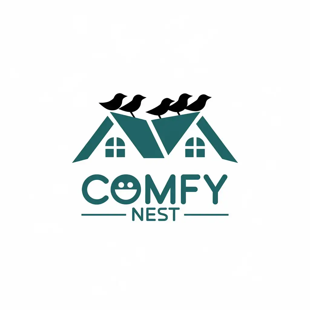 a vector logo design,with the text "comfy nest", main symbol:roof,Moderate,be used in Others industry,clear background