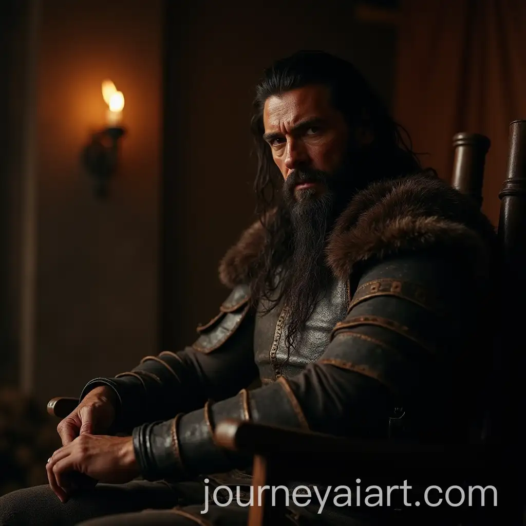 Attila-the-Hun-Sitting-in-His-Army-Tent-with-Sword-and-Loot