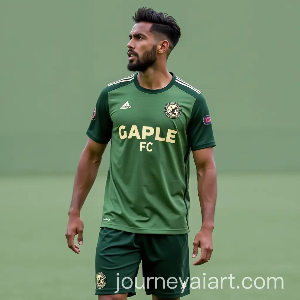 Soccer-Player-in-Sage-Green-Custom-Jersey-and-Dark-Green-Pants-GAPLE-FC