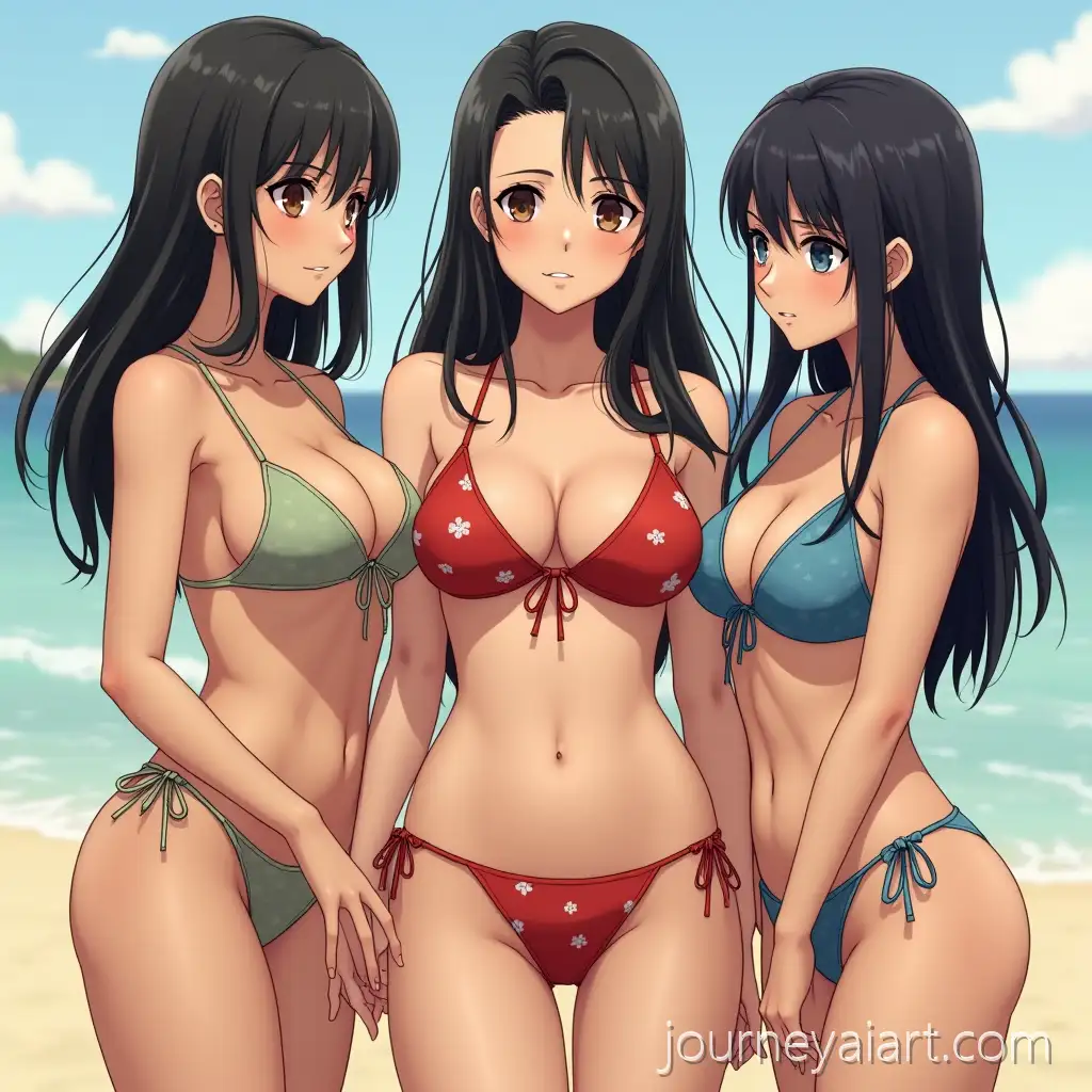 Three-Young-Hawaiian-Women-inYoung-women-in-bikinis-Bikinis-One-Looking-Grim