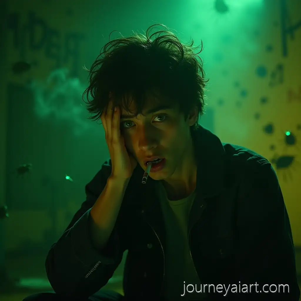 Shocked-Young-Man-in-Dimly-Lit-Room-with-Surreal-Atmosphere-andShocked-Young-Man-in-Room-Green-Eyes