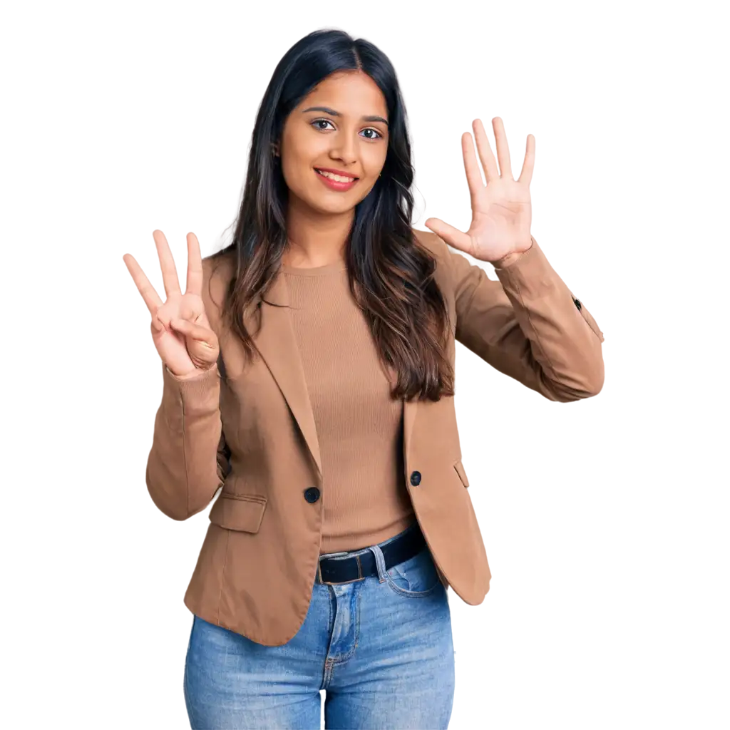 Young-Indian-Woman-Showing-OK-Sign-PNG-Image-for-Versatile-Usage