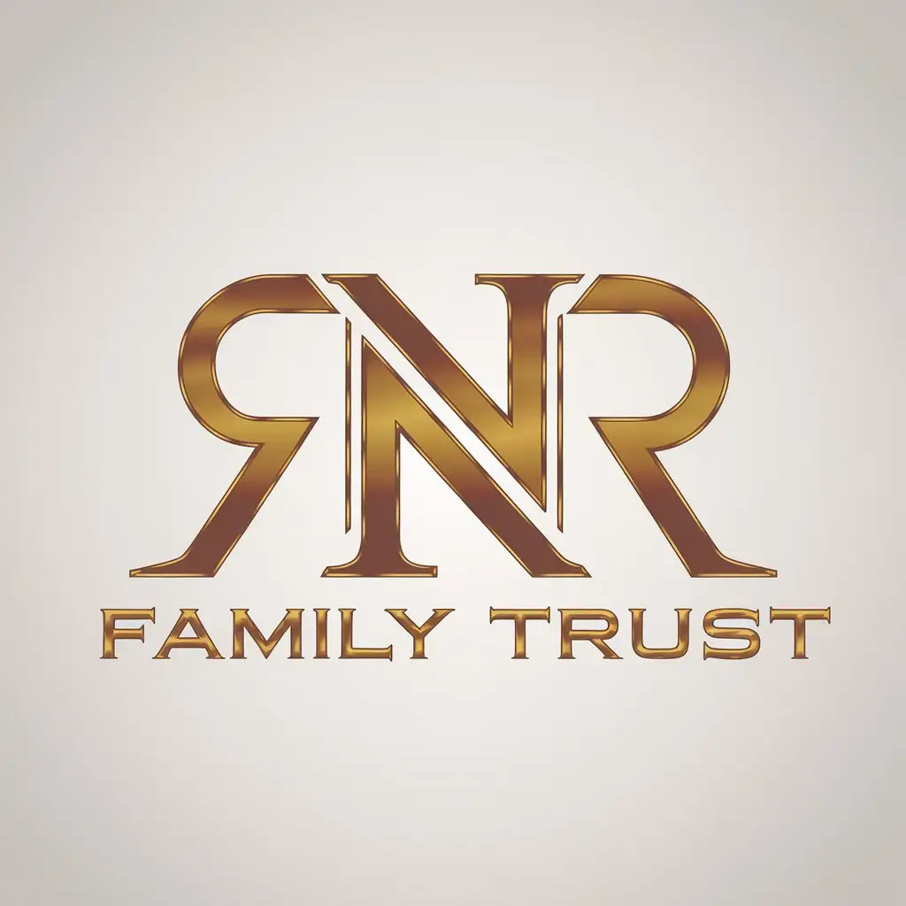 LOGO Design for Family Trust Vector Logo with Gold RNR Symbol on Pure White Background