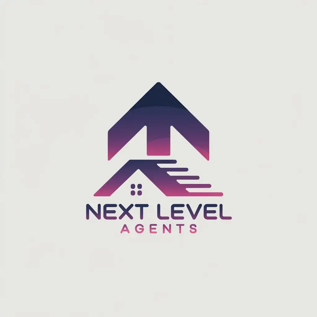 LOGO Design For Next Level Agents Modern Real Estate Logo with Arrow and Purple Color Theme