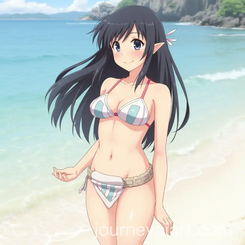 Anime-Girl-in-Princess-Leia-Bikini-with-Long-Black-Hair