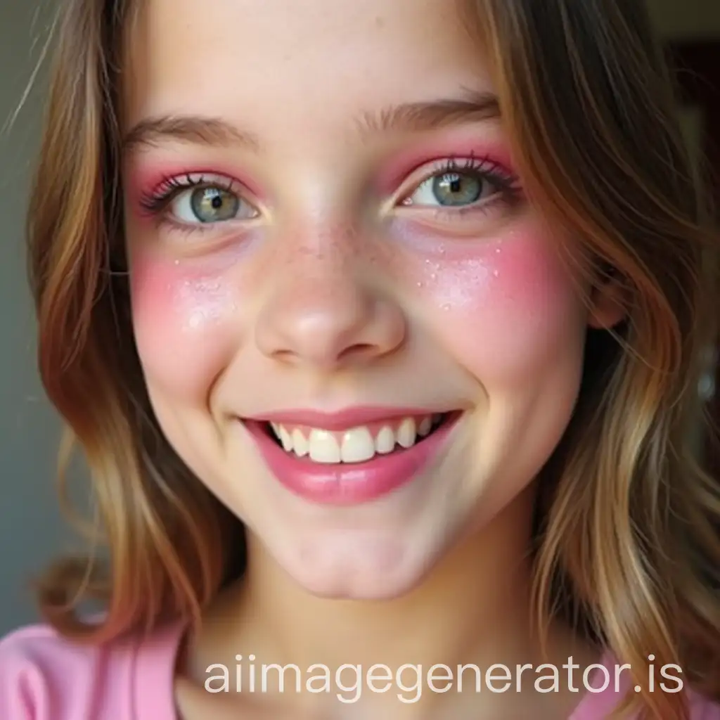 13YearOld-Girl-with-Pink-Lip-Gloss-and-Eye-Shadow-Portrait