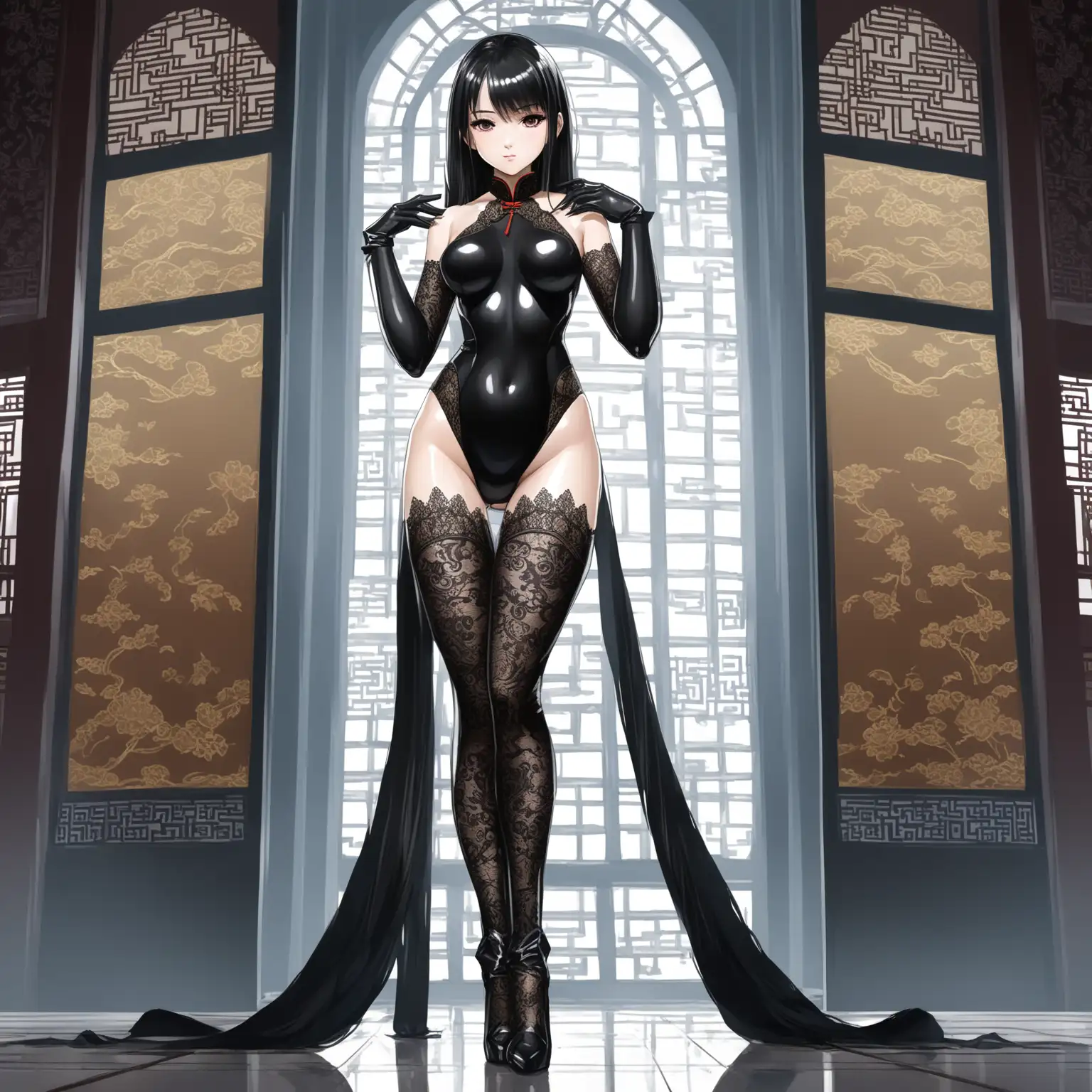 Anime-Girl-in-Stylish-Bodystocking-and-ThighHigh-Boots