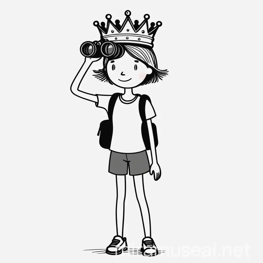 Young Girl with Crown and Binoculars