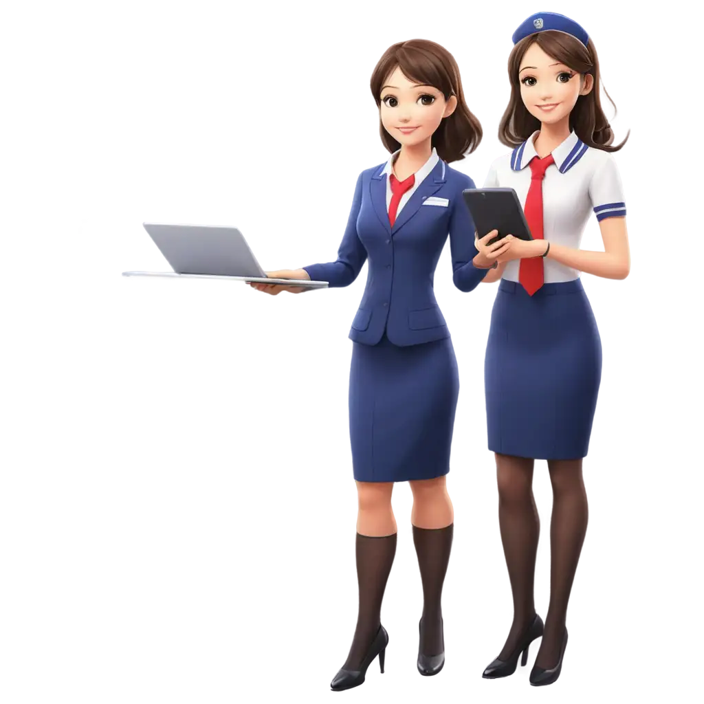 Modern-Anime-Flight-Attendant-PNG-Image-for-Enhanced-Visual-Engagement