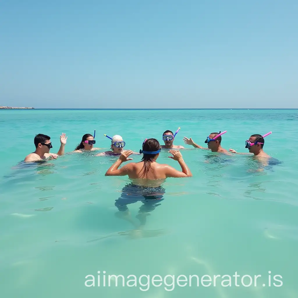 images of various single people snorkeling at the beach