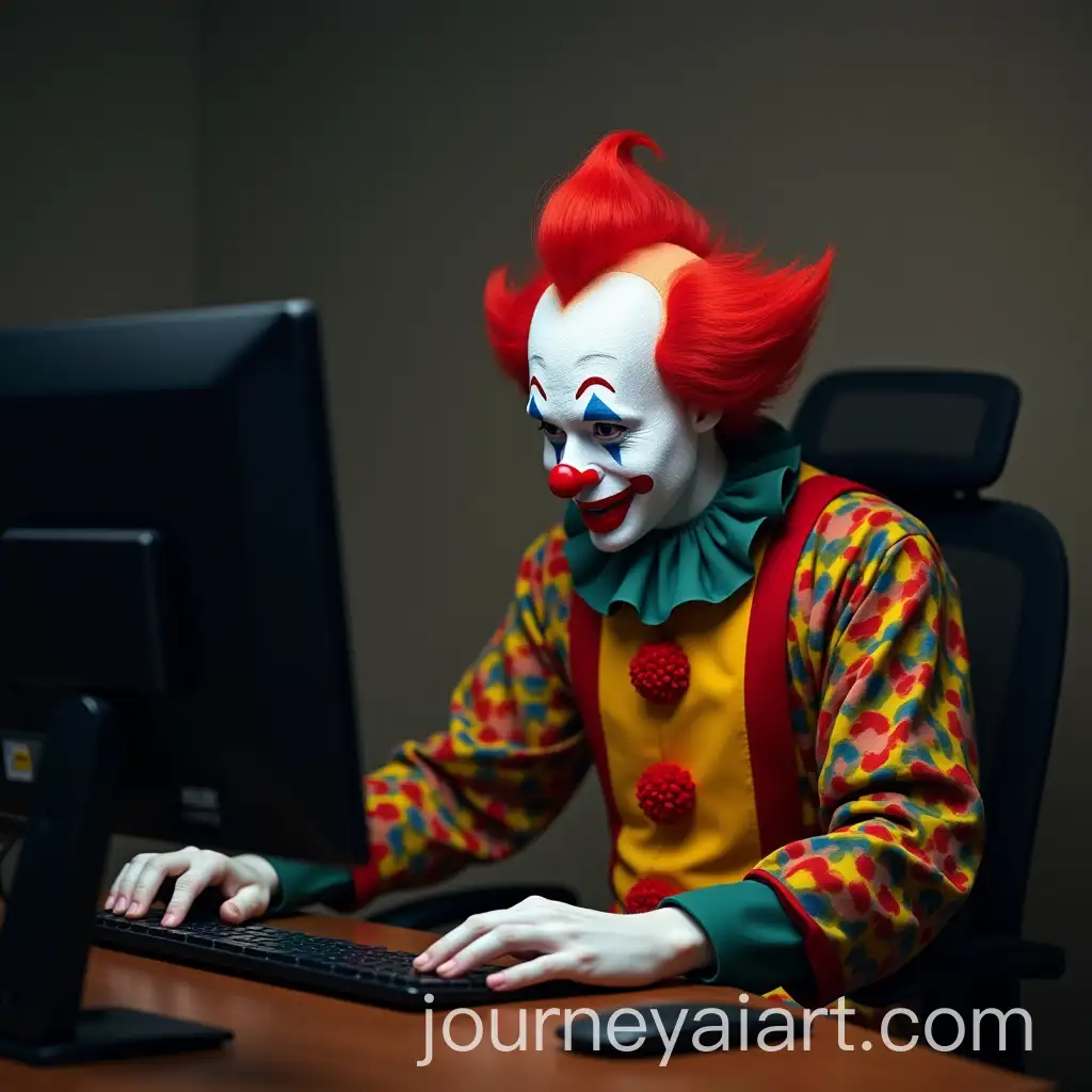 Clown-Using-a-Computer-in-a-Colorful-Office-Setting