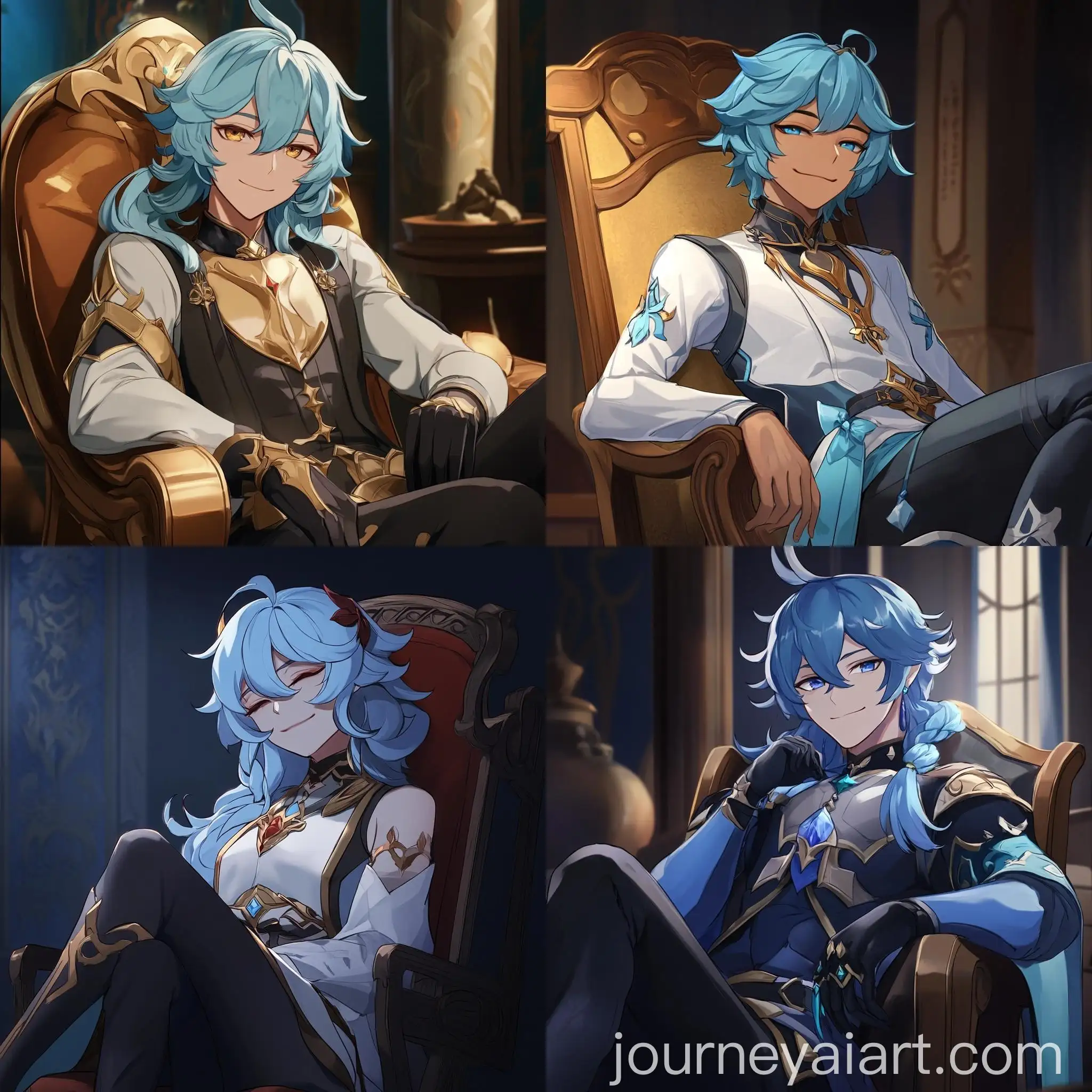 Ganyu-from-Genshin-Impact-Smiling-Calmly-in-Chair