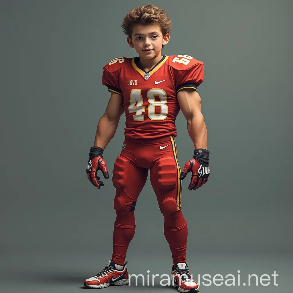 Athletic Teenage Boy in Football Uniform