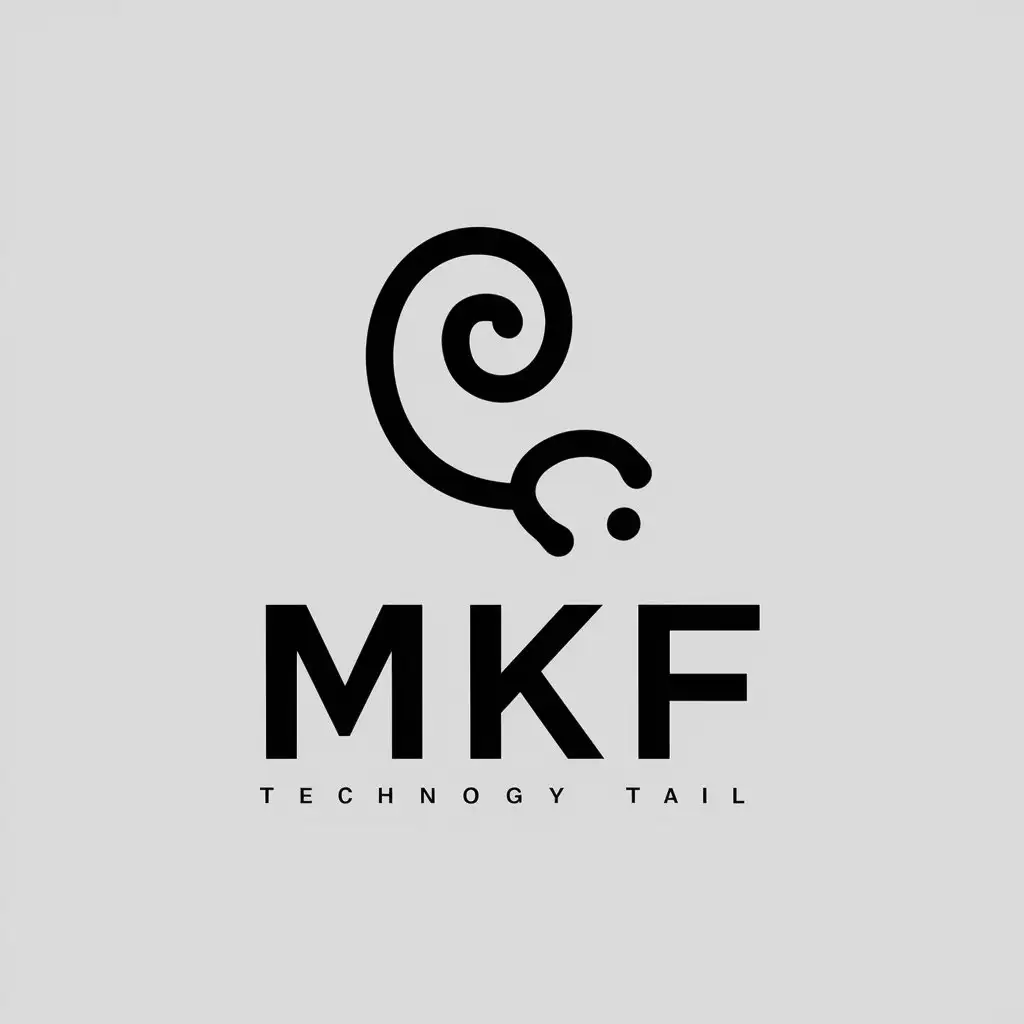 a vector logo design,with the text "MKF", main symbol:monkey tail,Minimalistic,be used in Technology industry,clear background