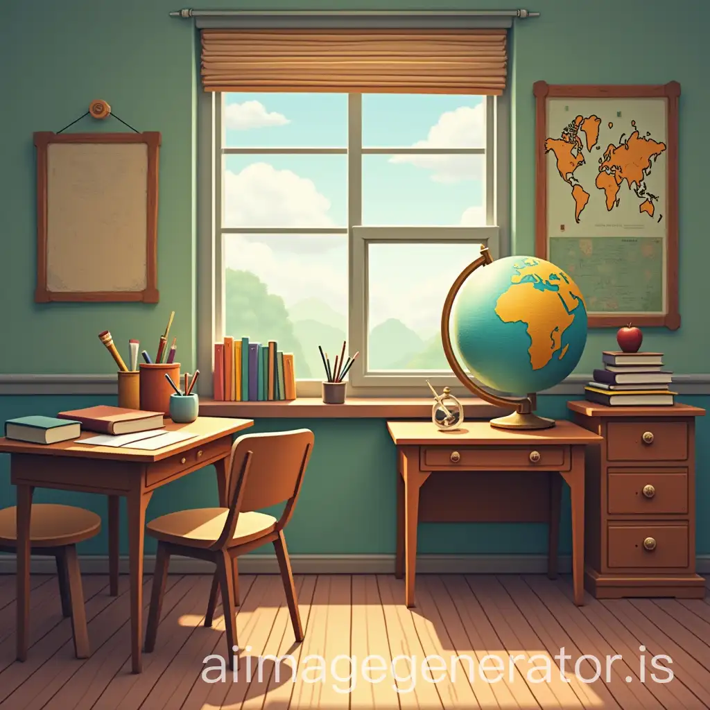 Back-to-School-Classroom-Illustration-with-Vintage-Furniture-and-Supplies