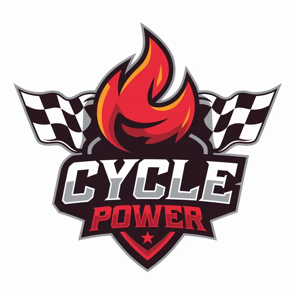 LOGO Design for Cycle Power Flame Competition Theme with Red Letters for Automotive Industry