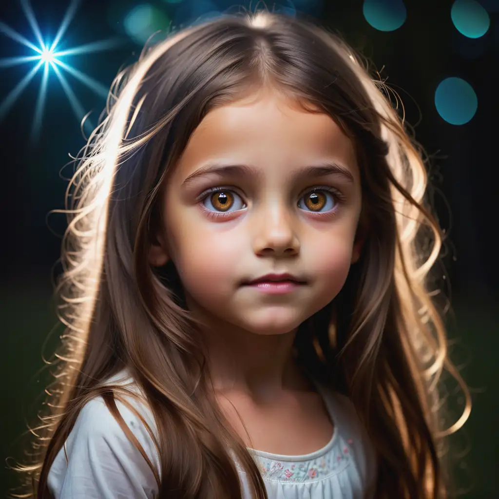 Young Girl with Glowing Aura Brown Hair and Hazel Eyes