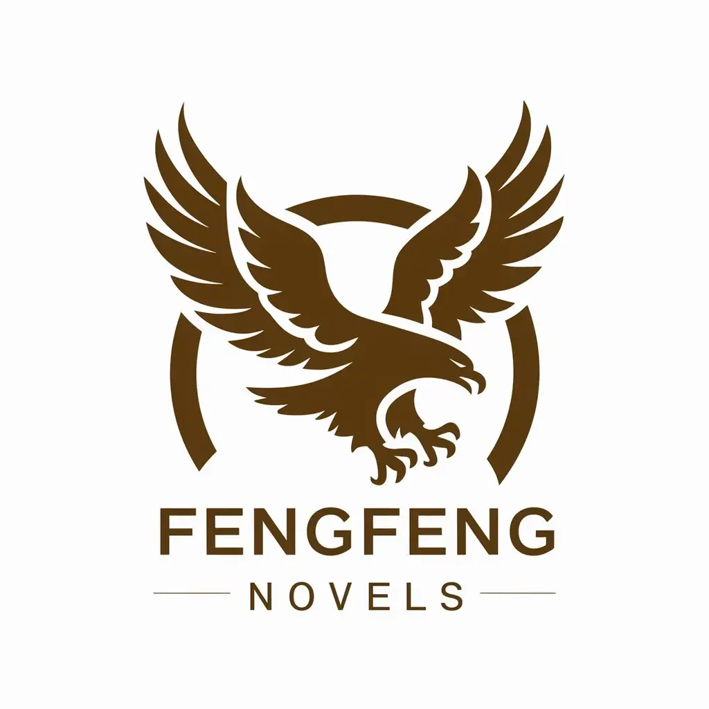 a vector logo design,with the text "Fengfeng novels", main symbol:soaring eagle with spread wings,complex,be used in Internet industry,clear background