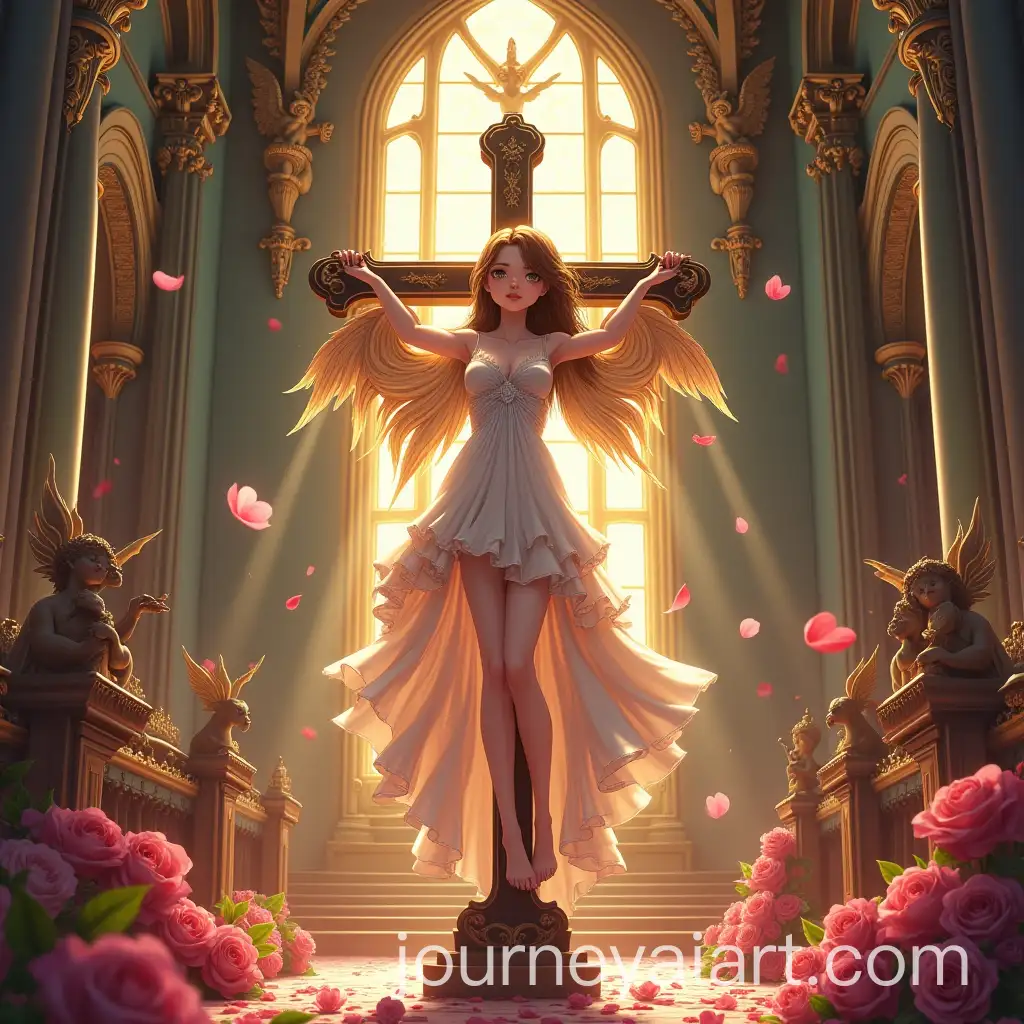 Feminine-Anime-Girl-in-a-Baroque-Demonic-Church