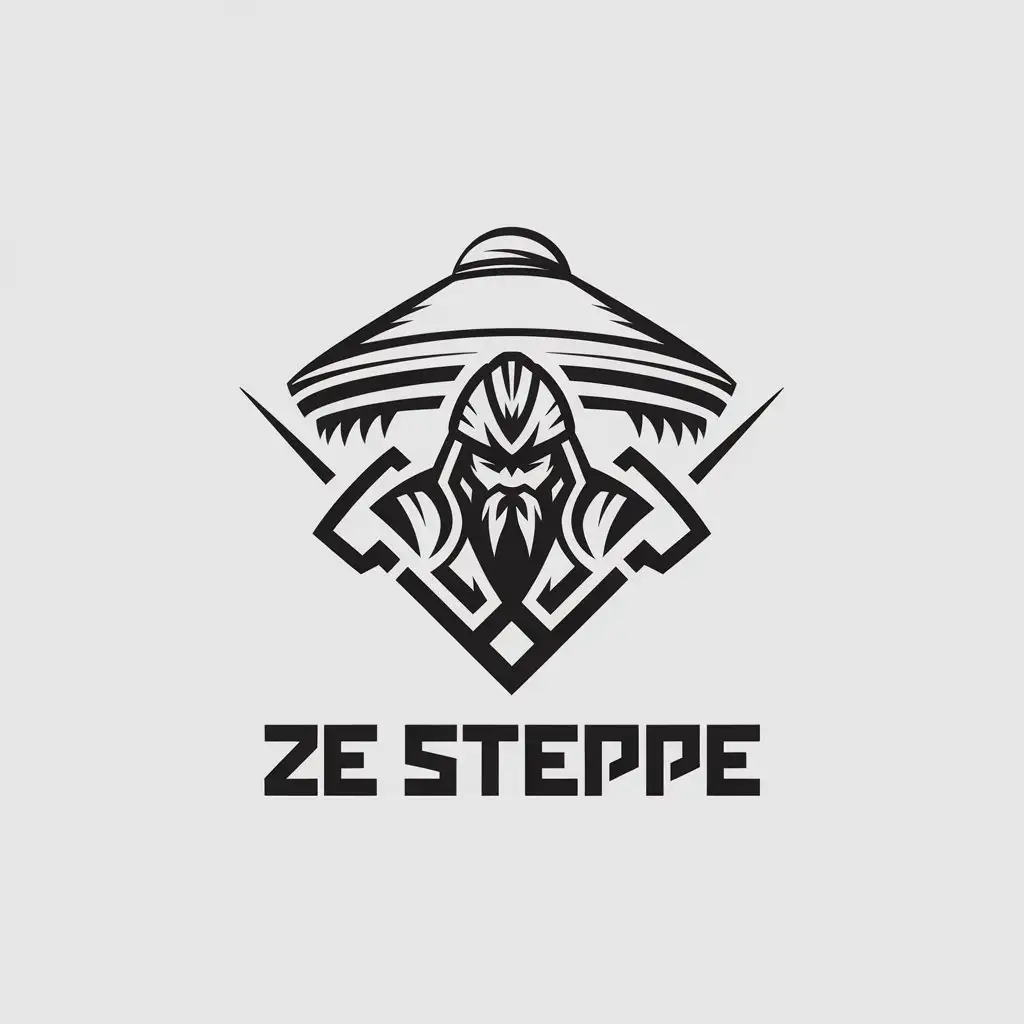 LOGO Design for Ze Steppe Minimalistic Vector with Nomadic Yurt and Warrior Theme