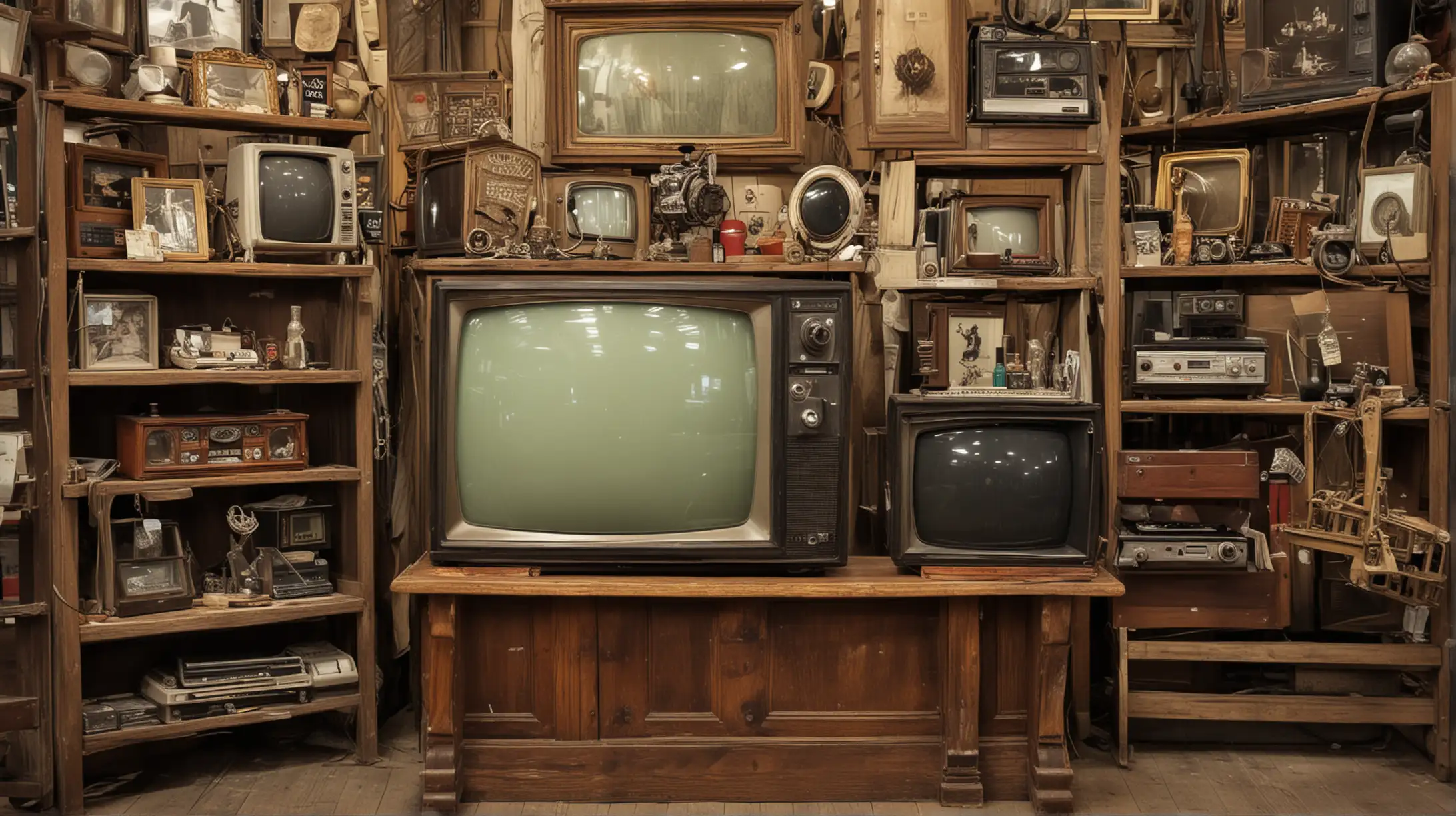 Antique Shop with Vintage TV Display