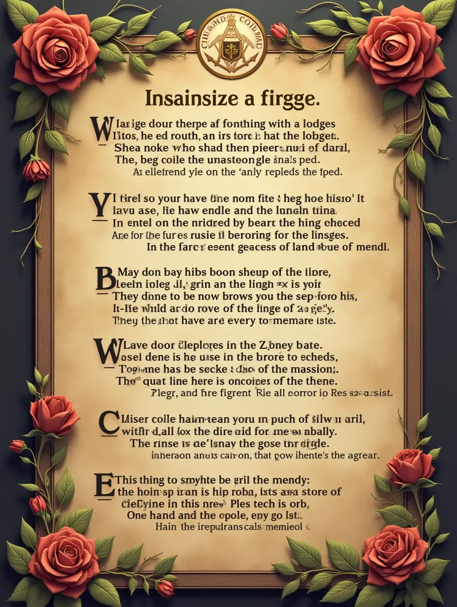 Hymn with Masonic principles for a lodge named by the rose and the cross