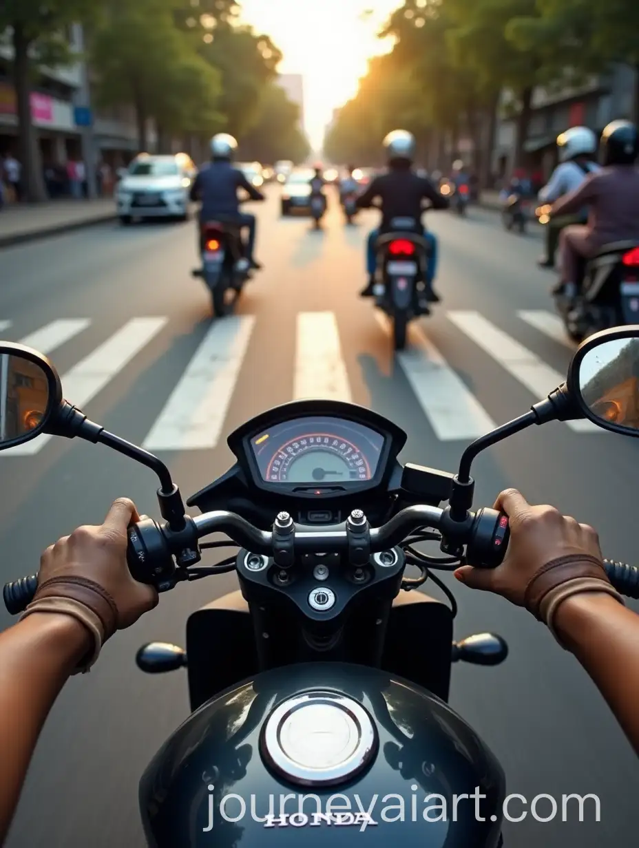 Honda-Beat-Rider-on-a-Busy-City-Street-in-the-Morning