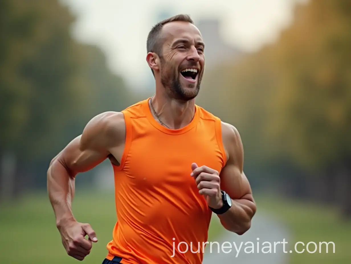 Man-Jogging-in-Orange-Tank-Top-at-Moderate-Pace