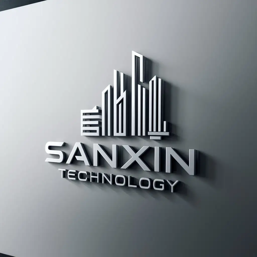 a logo design,with the text "Sanxin Technology", main symbol:skyscrapers global,Moderate,be used in Construction industry,clear background