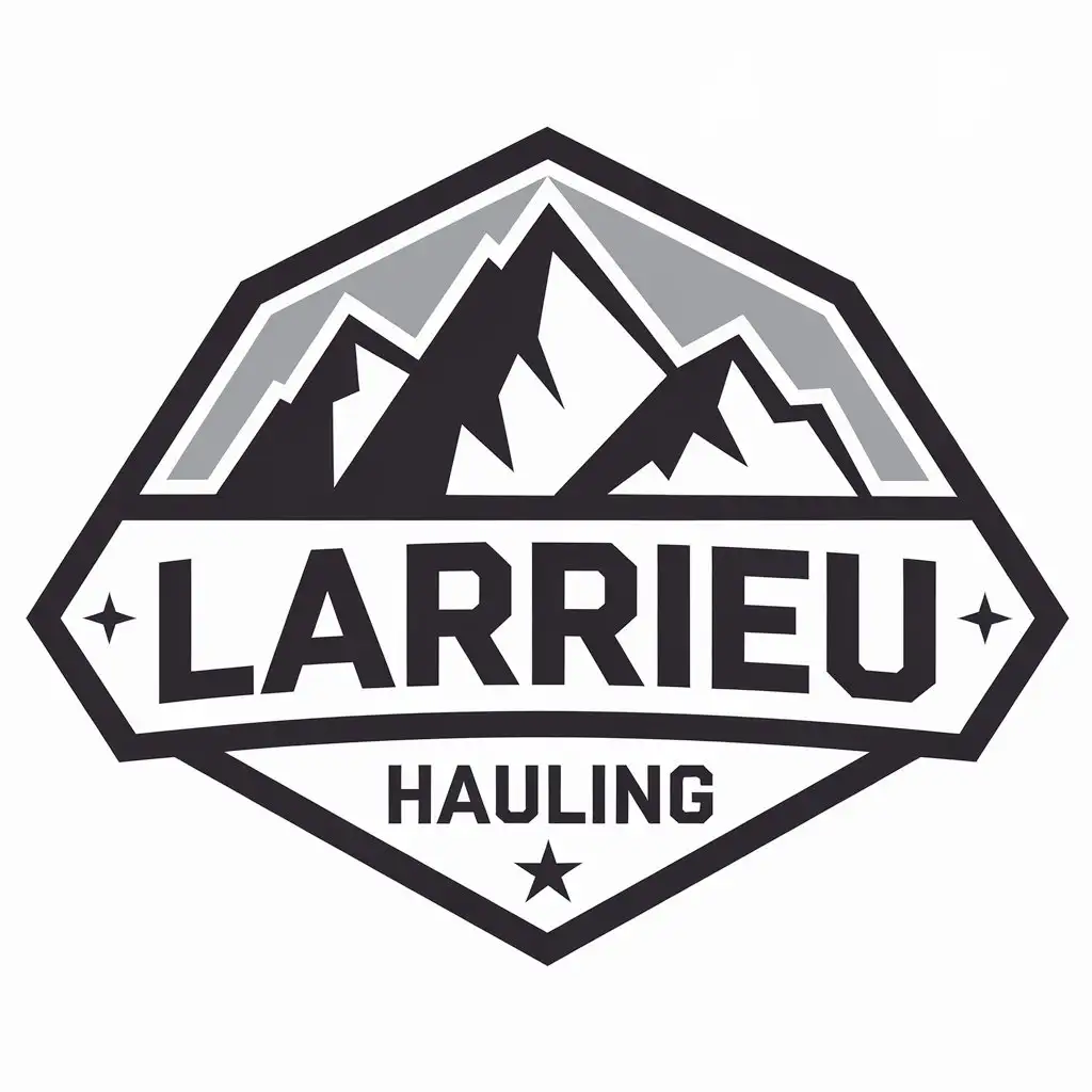 LOGO Design for Larrieu Hauling Vector Logo with Mountain Symbol for Construction Industry