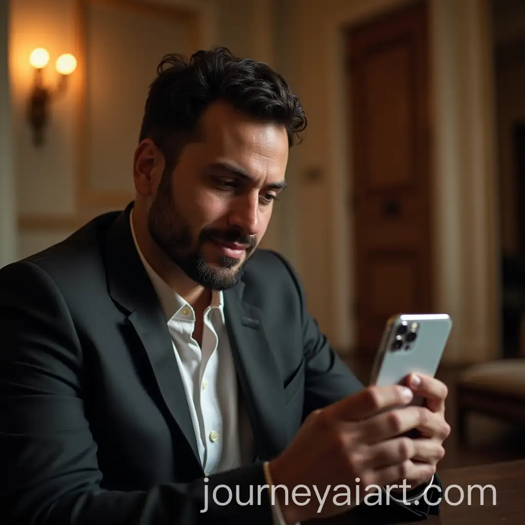 Closeup-Shot-of-Man-Using-Phone-in-Majlis-Setting