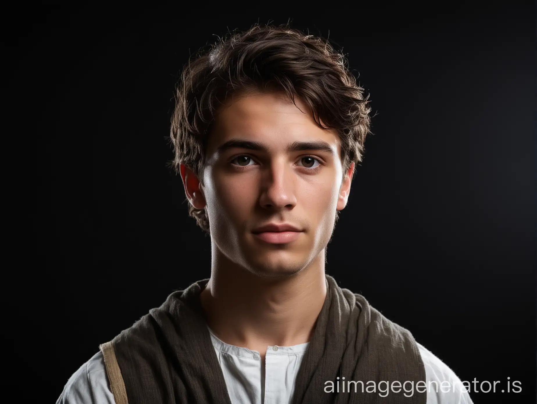 Young biblical man. Black background.