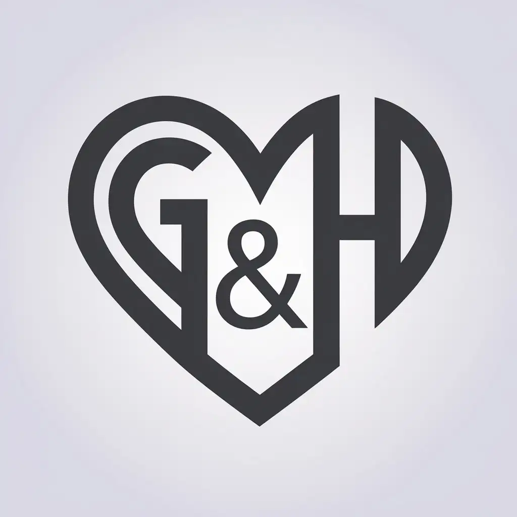 LOGO Design for GH Vector Heart Shape with Clear Background and Moderate Style