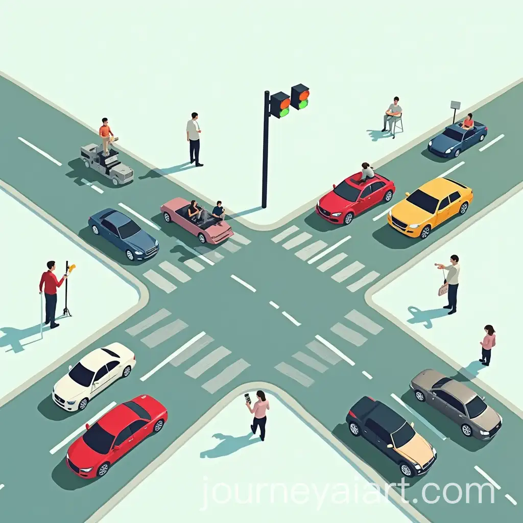 Busy-Crossroad-with-Traffic-Congestion-and-Green-Light