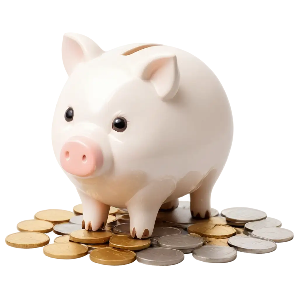 Cute-White-Piggy-Bank-PNG-Image-with-Coin-for-Financial-and-Savings-Themes