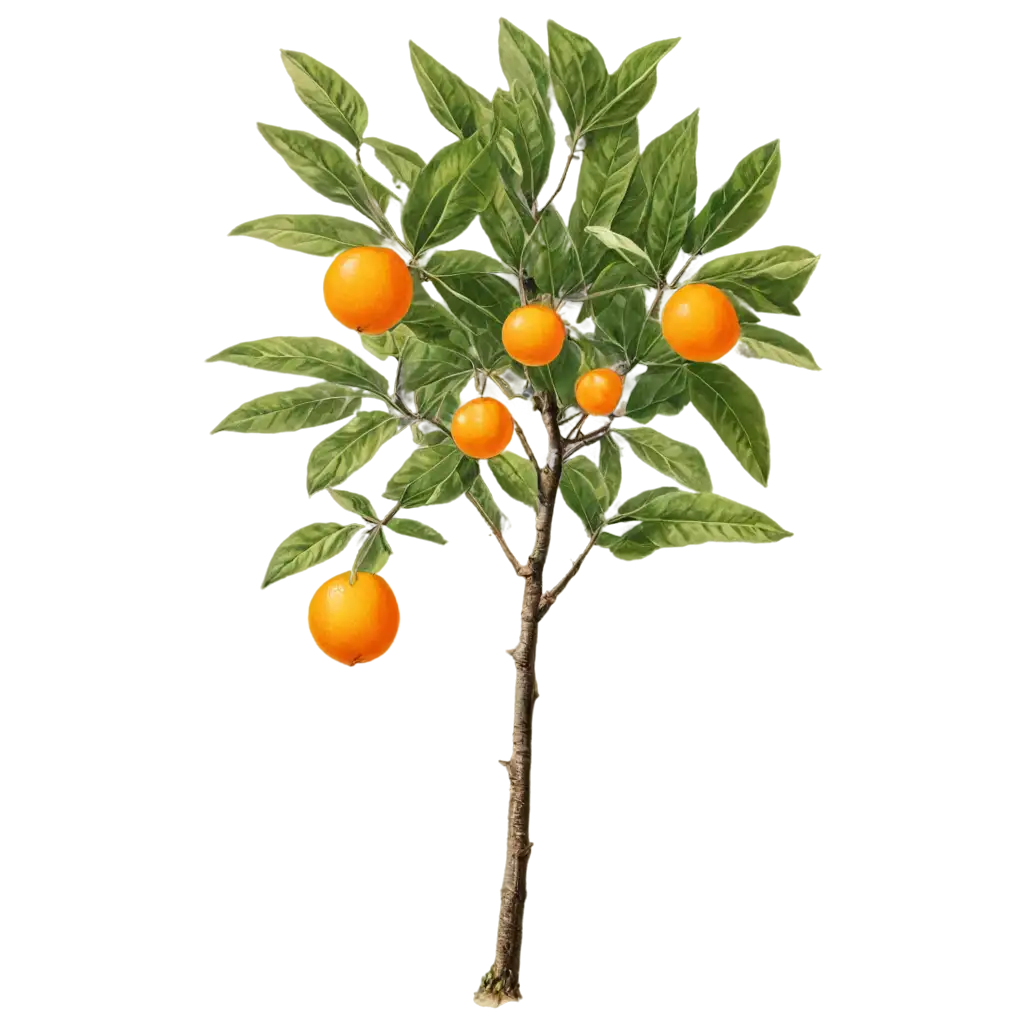 Radiant-Citrus-A-Botanical-Illustration-of-an-Orange-Tree-inPNG-Image-Usage-Scenarios-PNG-Format-for-HighQuality-Design-Use