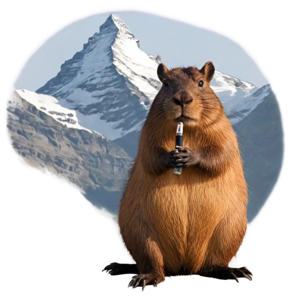 Unleash-the-Charm-of-a-Capybara-Smoking-a-Pipe-on-the-Matterhorn-with-a-HighQuality-PNG-Image