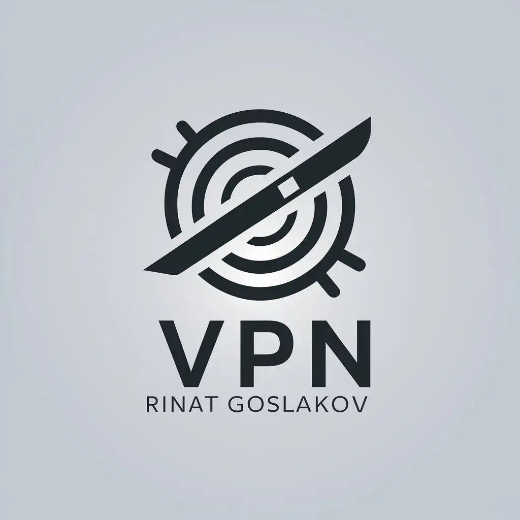 a vector logo design,with the text "VPN Rinat Goslakov", main symbol:Running along the edge ( blade ),complex,be used in Technology industry,clear background