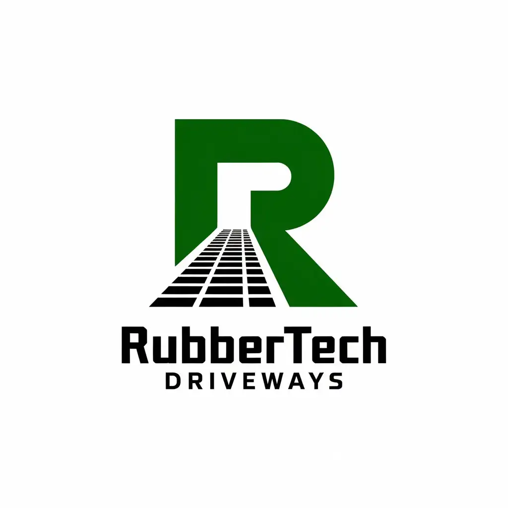 LOGO Design for RubberTechDriveways Vector Logo with Rubber Driveways Flooring Theme for Construction Industry