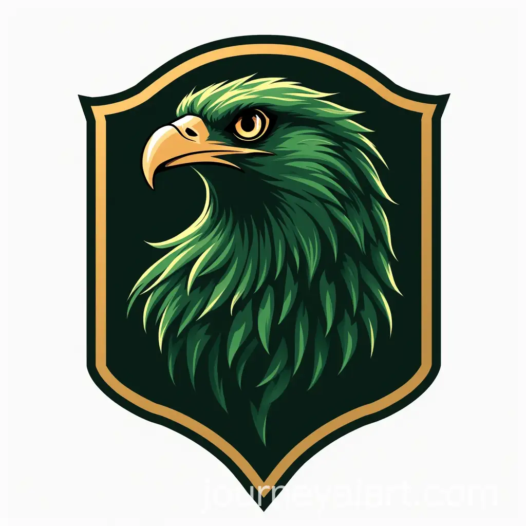 Sports-Logo-with-Falcon-Mascot-in-Dark-Green-and-Gold-with-Medieval-Theme