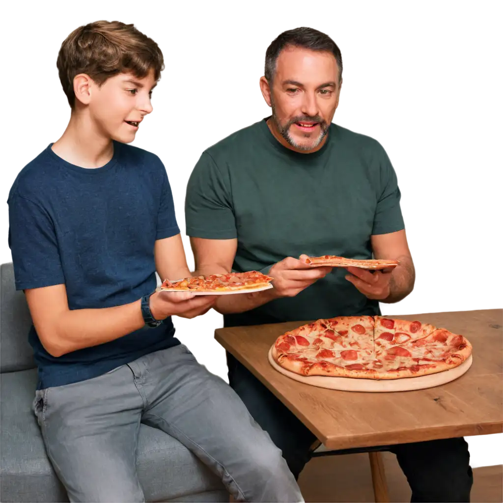 HighQuality-PNG-Image-Father-Eating-Pizza-with-Son