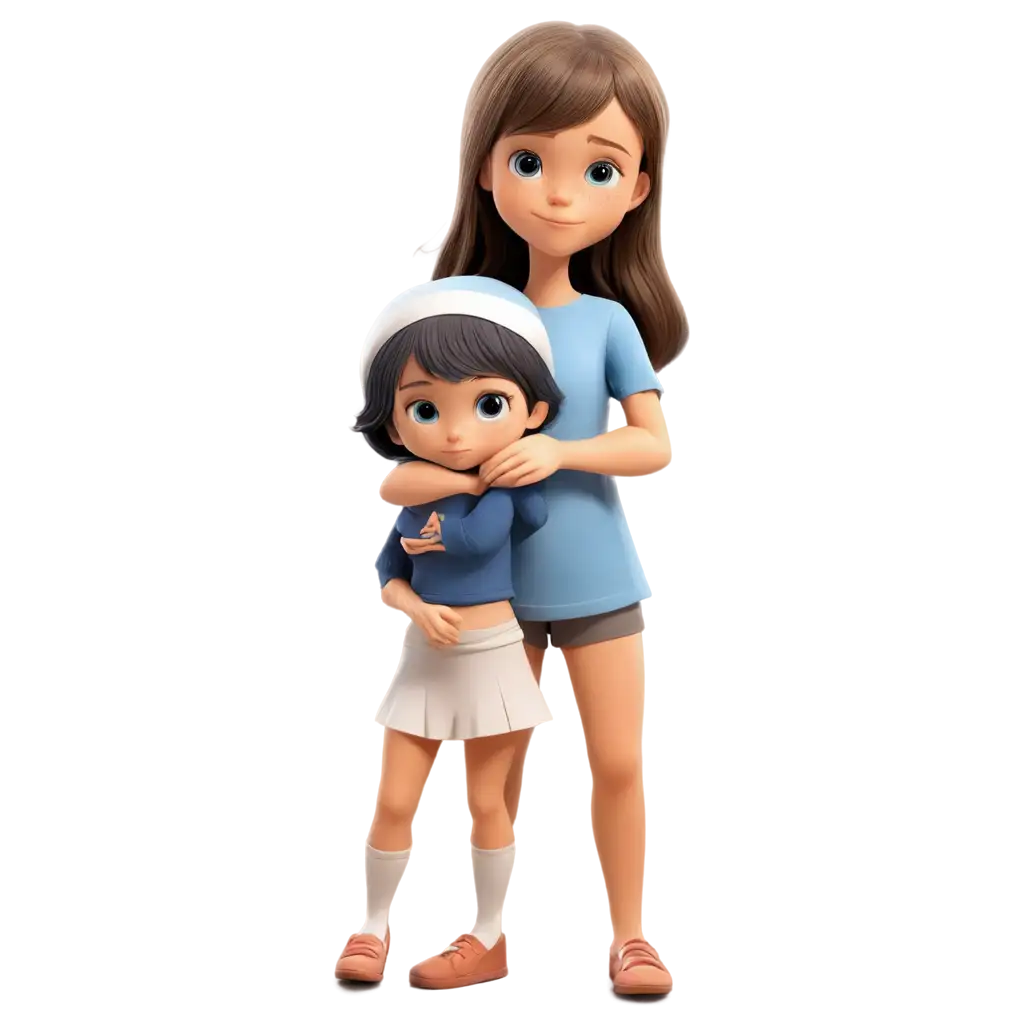 Cartoon-Cute-Little-Sister-Protecting-Her-Big-Brother-PNG-Image